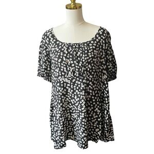H&M Mama Maternity Top XL Floral Short Sleeve